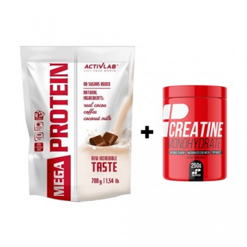 Mega Protein - 700g - Chocolate + Creatine Monohydrate 200 Mesh MP - 250g - Natural - 2