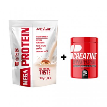 Mega Protein - 700g - Tiramisu + Creatine Monohydrate 200 Mesh MP - 250g - Natural - 2