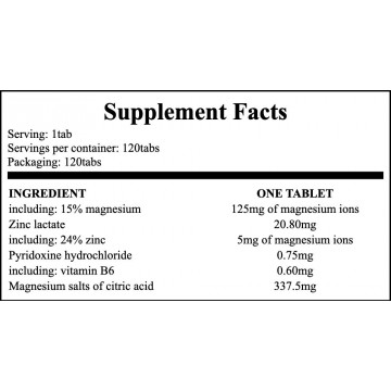 Mg+Zn+Vit B6 - 120tabs - 2