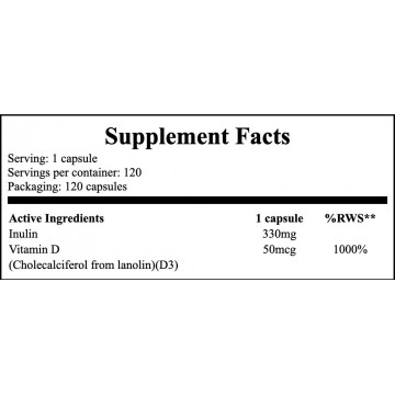 Vitamin D3 2000IU + Prebiotic - 120caps. - 2