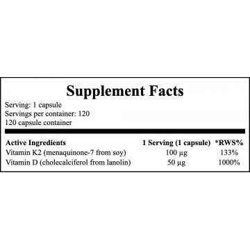 Vitamin K2 Mk-7 Natto 100mcg + D3 50mcg with MCT Oil - 120caps - 2