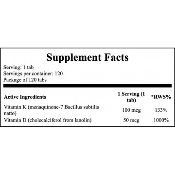 Vitamin K2 MK-7 Natto 100mcg + D3 50mcg - 120tabs - 2