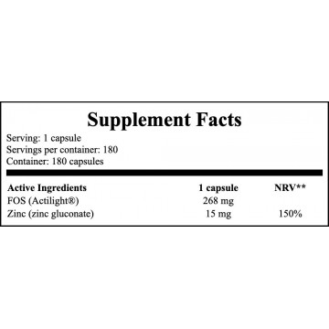 Zinc Gluconate 15mg + Prebiotic - 180caps. - 2