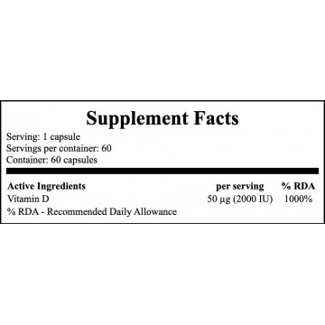 Vitamin D3 2000IU - 60caps. - 2