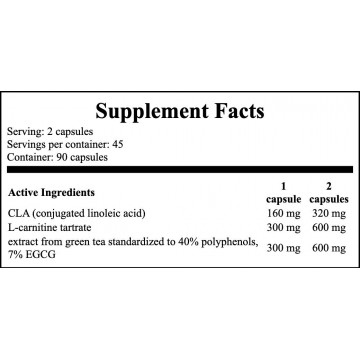 L-Carnitine Green Tea+CLA - 90caps. - 2