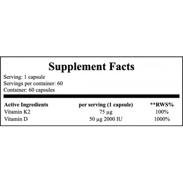 Vitamin D3 + K2 (MK7) - 60caps. - 2