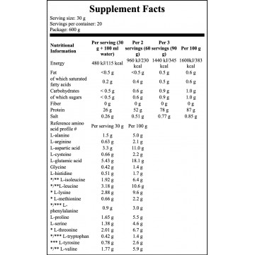 100% Natural Whey Protein Isolate - 600g - 2