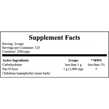 Pau D Arco 500mg - 250vcaps. - 2