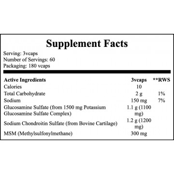 Glucosamine & Chondroitin WITH MSM - 180caps - 2