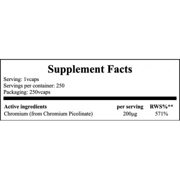 Chromium Picolinate 200mcg - 250vcaps. - 2