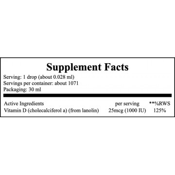 Vitamin D3-1000 IU Liquid Extra Strength - 30ml. - 2