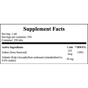 Kelp (Iodine Source) - 250tabs - 2