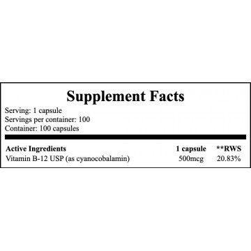 Vitamin B-12 500mcg - 100caps. - 2
