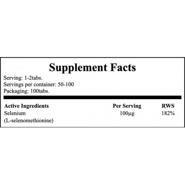 Selenium 100mcg Yeast Free - 100tabs. - 2