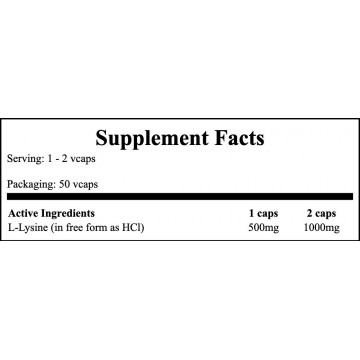 L-Lysine 500mg - 50vcaps. PL - 2