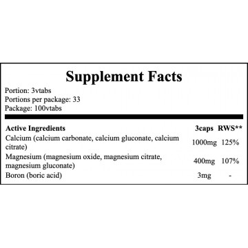 Wapń Magnez Bor - 100vtabs. PL Calcium Magnesium Boron - 2