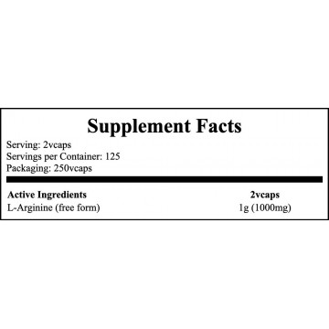 L-Arginine 500mg - 250vcaps. - 2