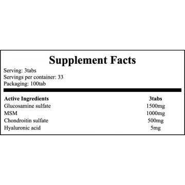 Glucosamine Chondroitin Msm  - 100tabs. - 2