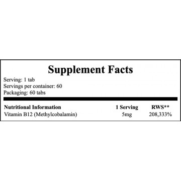 Vitamin B-12 5mg Methyl - 60 caps - 2