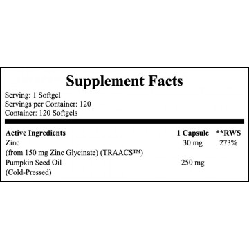 Zinc Glycinate with Pumpkin Seeds Oil 30mg - 120softgels - 2