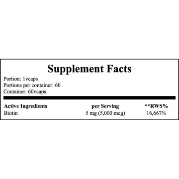 Biotin 5000mcg - 60vcaps. - 2