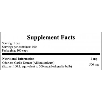 Odorless Garlic 500mg - 100softgels. - 2