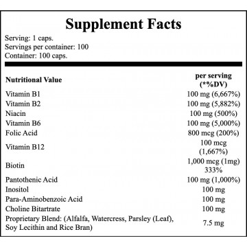 B-100 B-Complex Vitamin - 100caps. - 2