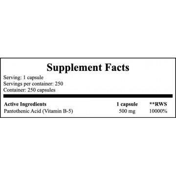 Pantothenic Acid 500mg - 250vcaps. - 2