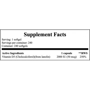 Vitamin D3 2000IU - 240 softgels - 2