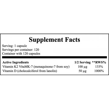 Vitamin K2 VitaMk-7 200mcg + D3 100mcg - 120caps - 2