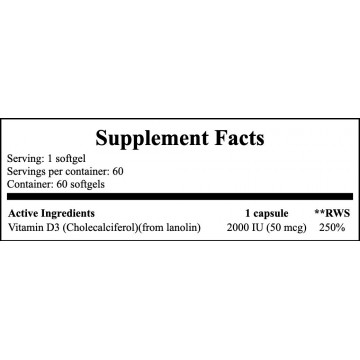 Vitamin D3 2000IU - 60 softgels - 2
