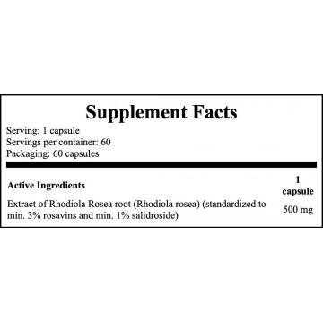 Rhodiola Rosea 500mg Extract - 60vcaps. - 2