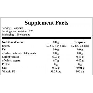 Vitamin D3 100mcg ŻSPM + Prebiotic - 120caps. - 2