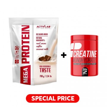 Mega Protein - 700g - Chocolate + Creatine Monohydrate 200 Mesh MP - 500g - Natural - 2