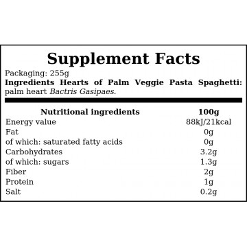 Hearts of Palm Veg Pasta Spaghetti - 255g - 2