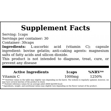 Vitamin C 1000mg - 30caps. - 2