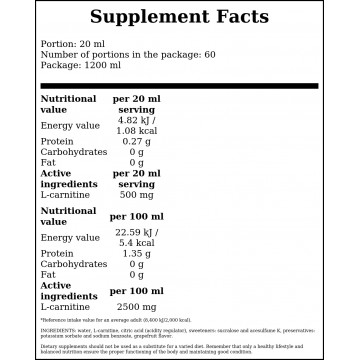 Carnitin L-30000 Liquid - 1200ml. - Grapefruit - 2