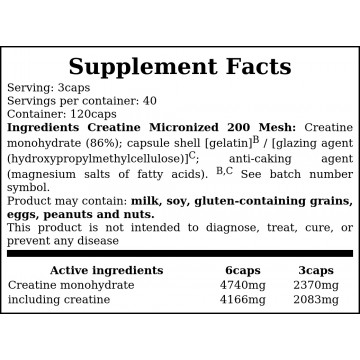 Creatine Micronized 200 Mesh - 120caps. - 2