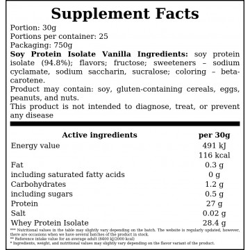 Soy Protein Isolate - 750g - Vanilla - 2