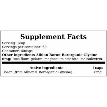 Albion Boron Bororganic Glycine 6mg - 60caps. - 2