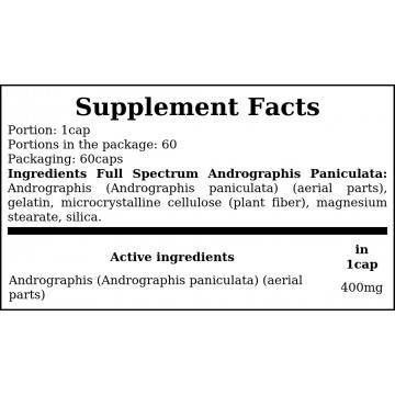 Full Spectrum Andrographis Paniculata - 60caps. 400mg - 2