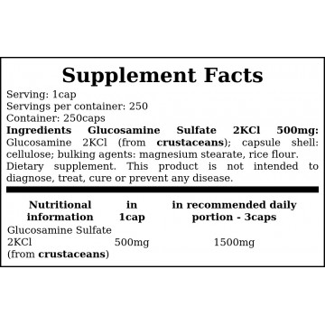 Glucosamine Sulfate 2KCl 500mg - 250caps. - 2