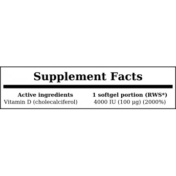 Vitamin D-3 4000IU - 90softgels. - 2