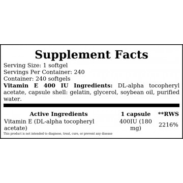 Vitamin E 400IU - 240 softgels - 2