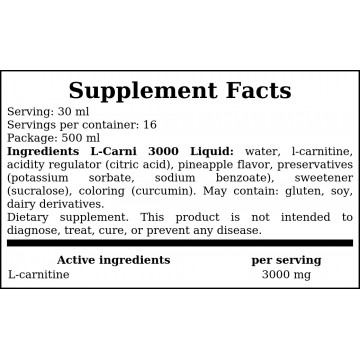 L-Carnitine 3000 Liquid - 500ml. - Pineapple - 2