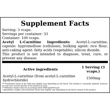 Acetyl L-Carnitine 500mg - 100vcaps. - 2