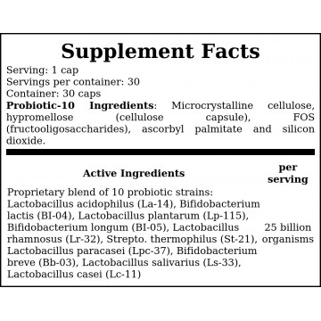 Probiotic-10 25 Billion - 30vcaps. - 2