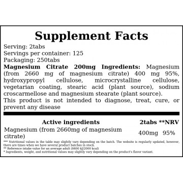 Magnesium Citrate 200mg - 250tabs - 2