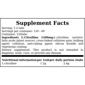 L-Citrulline 1200mg - 120tabs. - 2