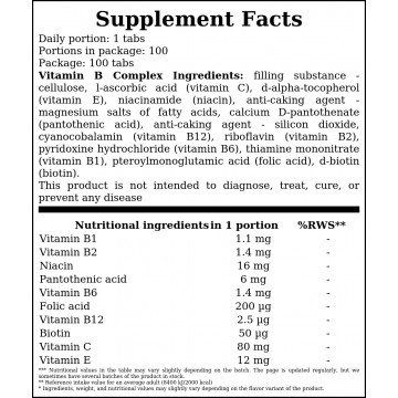 Vitamin B Complex - 100tabs. - 2